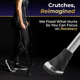 MD by DRIVE Air-Crutch Lightweight Walking Crutch, Adult Crutches for Walking with Comfortable Underarm Pads and Ergonomic Grips, Adjustable Height 4'7"-6'7", 300 lb Capacity, Black