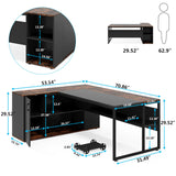 L Shaped Desk with Cabinet Storage, Executive Office Desk with Shelves
