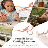 2 PCS Rose Gold Stork Embroidery Scissors with Leather Covers, 4.5 Inch & 3.7 Inch Stainless Steel Small Sewing Scissiors, For Precision Cutting DIY Craft Cross Stitch Tailoring Floral Trimming