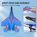 QFCST Foam Remote Control Wireless Airplanes RC Planes, Remote Control Fighter Toys, 2CH 2.4Ghz RC Fighter Jet with Light, Hobby Rc Airplanes Easy to Fly for Kids Boys Adults(Blue)