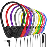 Bulk Classroom Headphones with Microphone 300 Pack, Wired On-Ear Student Headsets, 3.5mm Stereo Plug, Adjustable Headband, Leatherette Ear Cushions for School, Chromebook, Laptop, Library, Testing