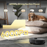 eitton Robot Vacuum and Mop Combo, 6000Pa Strong Suction, Self-Emptying Dock, 90-Day Hands-Free, LiDAR Navigation, Smart Mapping, WiFi/App/Alexa, Robotic Vacuum for Pet Hair, Hard Floors & Carpets