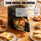 Versatile 6-in-1 Glass Air Fryer and Toaster Oven, 4.7QT Family-Sized Capacity. Enjoy Crispy Results with 97% Less Oil (Black)