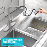 AVSIILE Brushed Nickel Kitchen Faucets with Pull Down Sprayer & Soap Dispenser, Single Hole & Handle, Pull Out Tap, Waterfall Stainless Steel Sink Faucet for Farmhouse Camper Laundry Rv Bar