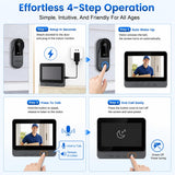 TKMARS Wireless Doorbell Camera No Subscription No WiFi/App Needed