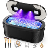 Raugbeyvo Ultrasonic Cleaner, 48KHz Jewelry Cleaner 400ML, Ultrasonic Retainer Cleaner for Eyeglasses Rings Watch Band Necklace Earing, Multi Deep Cleaning Modes, Black