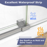 EPXMKX 55"- 60" W x 76" H Soft Closing Sliding Frameless Shower Doors,Nano Explosion-Proof Film Shower Glass Door,5/16" (8mm) Transparent Glass Shower Door (Brushed Nickel 60" Wx76 H)