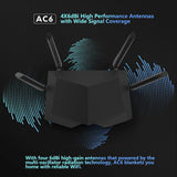 Tenda AC1200 Smart WiFi Router, High Speed Dual Band Wireless Internet Router with Smart APP, 4 x 100 Mbps Fast Ethernet Ports, Supports Guest WiFi, Access Point Mode, IPv6 and Parental Controls(AC6) Tenda
