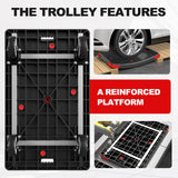 Heavy Duty Foldable Push Cart Dolly - Mobile Platform Truck with 360°Swivel Wheels