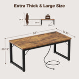 Mericonia 54 Inch Computer Desk with Power Outlets, 1.2" Thick Heavy Duty Industrial Office Desk