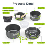 Lixada Camping Cookware Set,11PCS Camping Cookware Mess Kit with Non-Stick Lightweight Pot Pan Bowls Set for Outdoor Camping Backpacking Outdoor Picnic