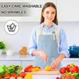 Janmercy 24 Pcs Aprons for Women Men with 2 Pockets Linen Cooking Kitchen Apron Adjustable Bib Chef Apron Bulk Aprons Unisex(Blue, Gray,Thin Stripes)
