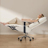 OKUP M30 Reclining Office Chair with Footrest, 170° Near-Flat, Cream
