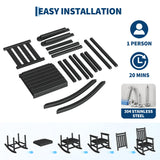 HDPE Rocking Chair Outdoor Set of 4 with 2 Side Table, High Back Rocker