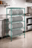 Getzi W24'' x L36'' x H74'' Stationary, 1 1/4" Slots Commercial Green Epoxy Drying Rack Shelf Kit with Plate Slots and Casters – Heavy Duty NSF Wire Shelving, Mobile Dish Drying Station