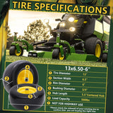 Wiltire 13x6.50-6 Flat Free Tire and Wheel with Rim,Universal 13x6.5-6 Solid Smooth Rubber Zero-Turn Lawn mowers Tire,5.5"-7.72”Centered Hub and 3/4" extra 5/8" 1/2” Bushings(Yellow)