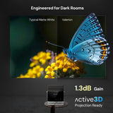 Valerion 220-inch Fixed Frame Projector Screen, 1.3 dB Gain, 80% PQE, 4K/8K Ultra HD, 3D Wall Mount Projector Screen, Works with Long Throw, Short Throw & Ultra Short Throw Projectors