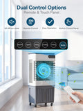 4000CFM Swamp Cooler, 4-IN-1 Evaporative Air Conditioners With 18.4 Gal Water Tank, 4 Ice Packs, Remote, 12H Timer, 120°Oscillation, 36”Portable Cooling Fan with 3 Modes&Speeds for Bedroom Indoor Room