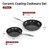 MAISON ARTS Hard Anodized Nonstick Frying Pans Set 2 Piece, 9.5" and 11" Ceramic Coating