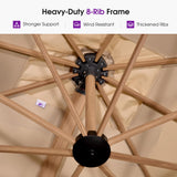 PURPLE LEAF Patio Umbrella 9FT Square 360° Rotation, Wood Grain, Beige