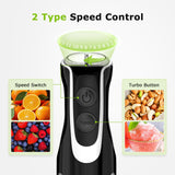 Bonsenkitchen 4-in-1 Immersion Blender Handheld with Food Processor, 12 Speeds Hand Blender with Turbo Mode, Stainless Steel Blade, Egg Whisk, Beaker & Chopper Bowl, Stick Mixer for Smoothie, Puree