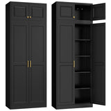 Steeloong 86"Metal Pantry Storage Cabinet with Doors & 4 Adjustable Shelves
