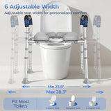 KingPavonini Toilet Seat Risers for Seniors, Raised Toilet Seat with Handles with Adjustable Height & Width, Soft Padded Seat, Elevated Toilet Seat Riser, Load 500lb, Fit Any Toilet