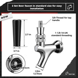 Sliner 2 Pcs Stout Beer Faucet, Stainless Steel Draft Keg Tap with 304 Stainless Handle, Dispensing Tap for Beer Shanks and Towers