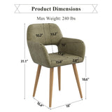 Home Office Desk Chair, Corduroy Vanity Chair 2PCS for Teen Girls, Green