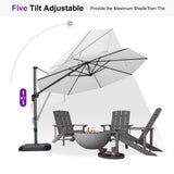 PURPLE LEAF Patio Outdoor Umbrella 11 Feet Round for Pool White