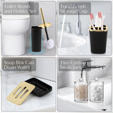 WSBArt 17PCS Bathroom Accessories Bathroom Set Black Bathroom Accessories,Toilet Brush, Trash Can, Qtip Holder Dispenser& 3PCS Soap Dispenser
