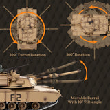 Supdex 1/16 RC Tank, Heng Long US M1A2 Abrams Army Toy with Smoke, Sound and Lights, Remote Control Tank That Shoots with Upgraded Metal Tracks, Idler and Sprocket Wheel, Steel Gearbox, Batteries*2