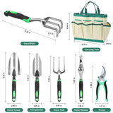 11-Piece Gardening Tool Set, Heavy Duty Garden Tool Set with Storage Bag and Apron, Durable Aluminum Alloy Garden Tools Kit