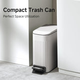 lim Bathroom Trash Can with Lid Soft Close, Step Pedal, 6 Liter / 1.6 Gallon Stainless Steel Trash Bin