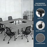 Rolling Modular Conference Room Table,Wooden Training Meeting Desk for Office School Classroom University Library