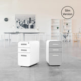 Laura Davidson Furniture Stockpile Slim 3-Drawer Mobile File Cabinet with Lock - Under Desk Metal Filing Cabinet, Legal/Letter File Folders, Wheels & Stationary Feet, Assembled