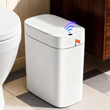 3.5 Gallon Slim Smart Small Plastic Trash Bin, Narrow Motion Sensor Trash Can for Bedroom, Office White