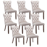 MOOLSUN Velvet Dining Chairs Set of 8, High Back Side Chairs, Modern Padded High-End Tufted Upholstered Chairs with Button-Tufted Back & Rear Pull Tabs, Solid Wood Legs E-Beige(Solid Wood Legs)