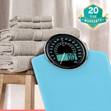 Adamson Hybrid 2-in-1 Analog & Digital Weighing Scale for Body Weight up to 400lbs - Thick Tempered Glass - Extra Large Display - Easy to Read Digital Bathroom Scale - New - Light Blue