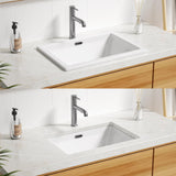 Enbol 20.6" x 14.5" Drop in Bathroom Sink Rectangule Vessel Sink Self-rimming Top Mount Bathroom Sink White Ceramic Lavatory Vanity with Overflow O2014-1