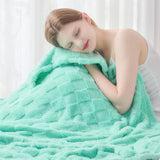 NEWCOSPLAY Super Soft Throw Blanket Aqua Premium Silky Flannel Fleece 3D Checkered Lightweight Bed Blanket All Season Use (Aqua Checkered, Throw(50"x70"))