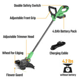 WORKPROX 12inch 20V String Trimmer, 4.0Ah Li-Ion Battery Powered Grass Cutter with Auto Line Feed
