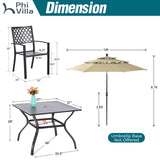 PHI VILLA 5 PCS Patio Dining Set w/ 10ft 3 Tier Umbrella(Beige)
