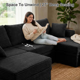 NABUMI 107'' Modular Sectional Sofa, Deep Seat Boneless Couch with Storage