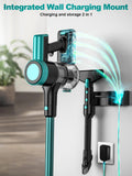 OUYFHK Cordless Vacuum Cleaner, 58Kpa 10 in 1 Vacuum Cleaners for Home, 55Mins Stick Vacuum with Self-Standing & LED Display, Anti-Tangle & Wall Mount Charging (Cyan)
