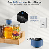 ZECLU Electric Mason Jar Vacuum Sealer Kit, Automatic Jar Sealer for Wide and Regular Mouth Mason Jars, Portable Cordless Vacuum Sealer for Canning and Food Storage, Includes 20 Lids, 24 Labels, Blue