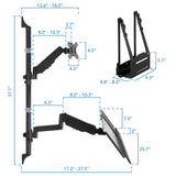 Mount-It! Single Monitor Arm Wall Mount Workstation with Keyboard Tray & CPU Holder, Height Adjustable Gas Spring Full Motion Computer Station, Fits 17–32” VESA 75x75 100x100, Black
