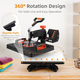 Heat Press Machine 12 X 15 inch, 6 in 1 Shirt Printing Heat Transfer Machine 360° Swing Away