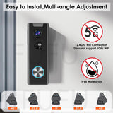 2K HD Doorbell Camera Wireless with Included Ring Chime, Front Door Camera, 2-Way Audio, Battery Powered, AI&PIR Detection MKEOLGE