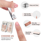 Hanaive 6 Set Manicure Set 48 Pcs Nail Clippers Pedicure Kit Gift for Mother's Day 8 in 1 Stainless Steel Grooming Kit Professional Nail Care Tools with Luxurious Travel Case for Men Women(Rose Gold)